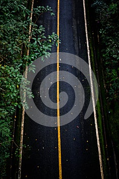 Top view of asphalt texture background. Empty road from top view.