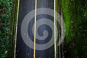 Top view of asphalt texture background. Empty road from top view.