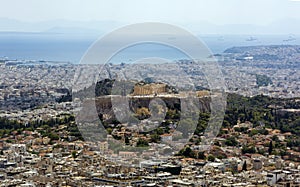 Top view of Athens, top view of the Acropolis, cityscape, city,