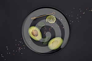 top view avocado lime plate