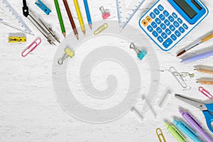 Top view back to school concept and education background concept