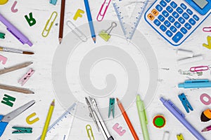 Top view back to school concept and education background concept