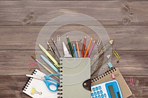Top view back to school concept and education background concept