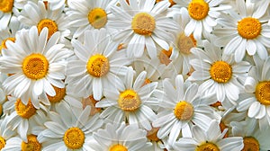 Top view of background made of daisies.