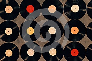 top view of background made from vinyl records