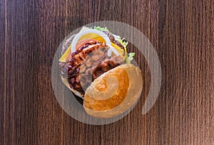 Top view of bacon hamburger capture one