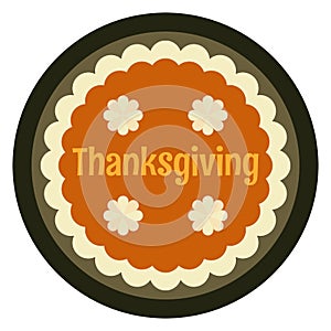 Top view Baked Pumpkin Pie with Whipped Cream on Top as Thanksgiving Day Attribute Vector Illustration isolated