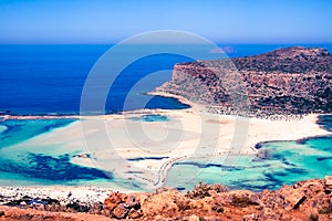 Top view of Balos bay, Crete, Greece, in summer