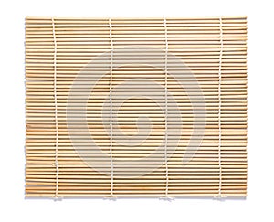 Top view of bamboo food placemat isolated on white background, Suitable for Mockup creative graphic design