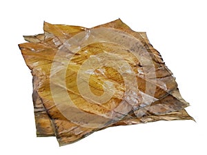 Top view of banana leaves for serving food isolated.