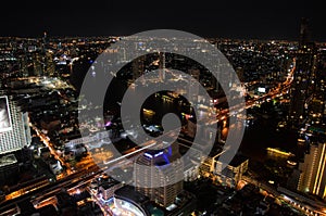 Top view of Bangkok city at night