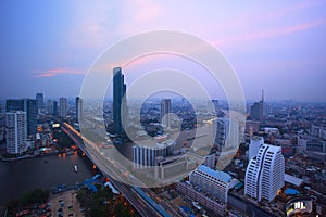 Top view from bangkok sky scrapper looking to the west see taksi