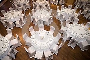 Top view of banqueting tables photo