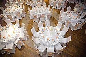 Top view of banqueting tables photo