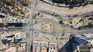 Top view of the Baquedano Plaza in Santiago, Chile during the quarantine