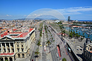 Top view of Barcelona marina