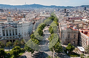 Top view on Barcelona street - La Rambla