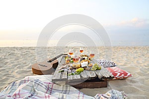 Top view beach picnic table