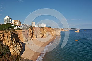 Top view of the beach Praia do Amado. Portimao, Algarve coast, Portugal