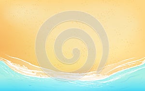 Top view Beach with soft waves. Background.