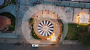 Top view of a beautiful carousel in Gdansk on the Mot?awa River