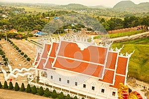 Top view of beautiful church at Huay Pla Kang temple