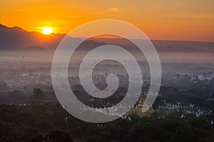 Top view in beautiful countryside in the morning at Mandalay hill