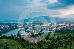 Top view of the beautiful Maribor city