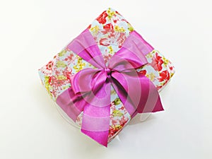 Top view of beautiful romantic gift box