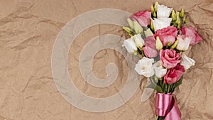 top view beautiful roses bouquet with copy space. High quality photo