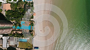 Top view of the beautiful seascape in Hua Hin in Prachuap Khiri Khan Province, Thailand, aerial view on the coastline