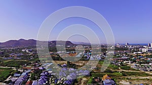 Top view of the beautiful seascape in Hua Hin in Prachuap Khiri Khan Province, Thailand, aerial view on the coastline