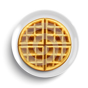 Top view of belgian waffle photo