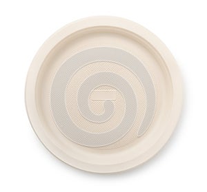 Top view of biodegradable plastic plate photo