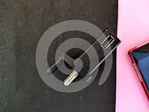 Top view of black color USB charger