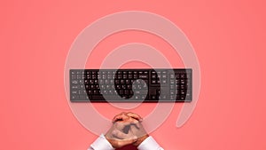 Top view of black computer keyboard