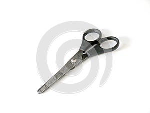 Top view Black Scissors Isolated on White Background. The concept of cutting, scissors to cut paper