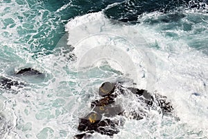 Top view of Black Sea waves near Burgas city , Bulgaria