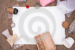 top view of blank placard near