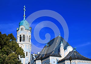 Top view of blue church in Bratislava, Slovak Republic