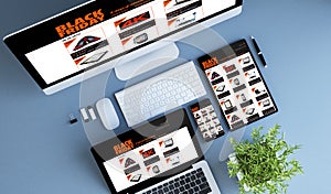 top view blue devices black friday