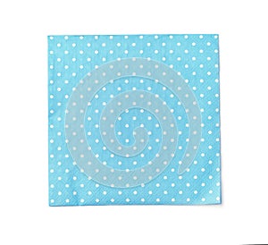 Top view of blue dot paper napkin