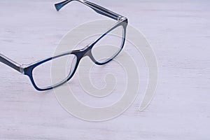 Top view of blue eye glasses