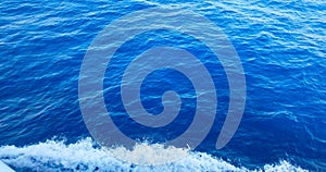 Top of the view of blue sea wave movement from the boat, concept of turist travel