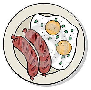 Top view of breakfast food plate