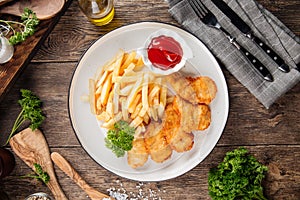 British snack deep fried fish and chips