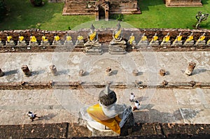 Top view of Buddha statue at Old Temple Wat Yai Chai Mongkhon, A