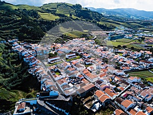 Top view of the building roofs in Maia city of San Miguel island, Azores.