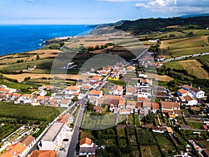 Top view of the building roofs in Maia city on San Miguel island - Azores