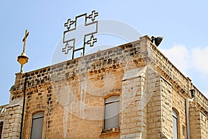 Top view of the building on the site of the Cana Greek Orthodox Wedding Church in Cana of Galilee, Kfar Kana